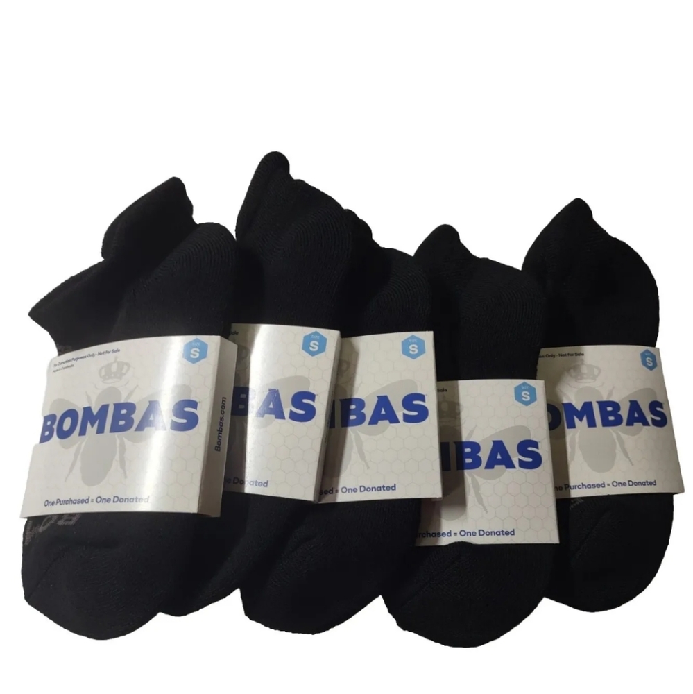 Lot of 5 NWT Womens Bombas Ankle Socks Size Small 4-7 1/2 Black 5 Pairs